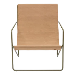 Chaise longue en vinyl marron et acier vert olive 63 x 66 cm Desert - Ferm Living