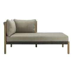 Chaise longue modulable gauche en teck et cordes anthracites Lento - Vincent Sheppard
