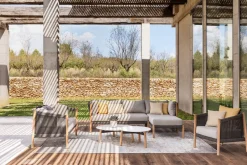 Chaise longue modulable gauche en teck et cordes anthracites Lento - Vincent Sheppard