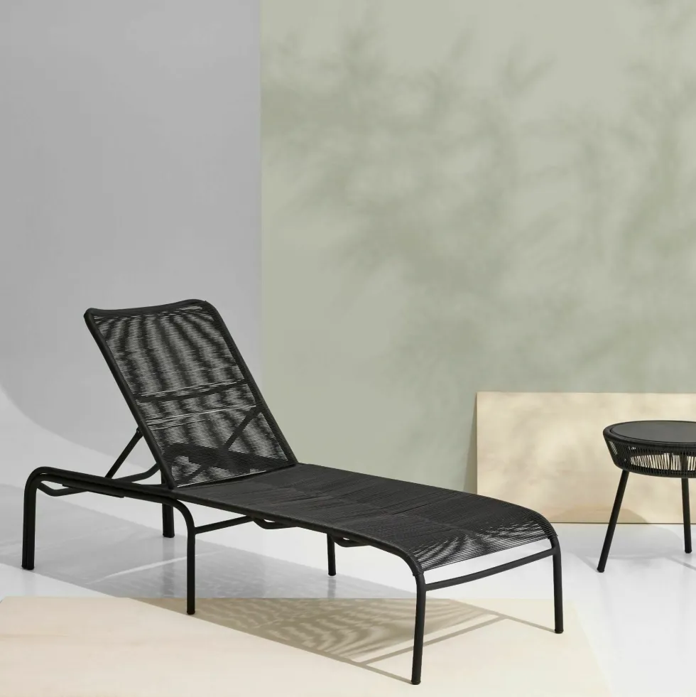Chaise longue noir fibre polyéthylène Loop - Vincent Sheppard