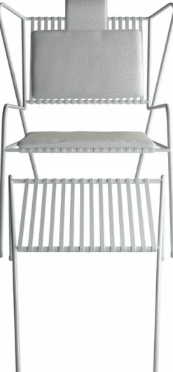 Chaise lounge avec repose pieds en acier blanc et coussins beige Capri Easy - Cools Collection