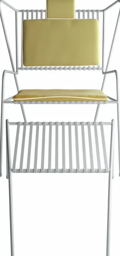 Chaise lounge avec repose pieds en acier blanc et coussins jaune Capri Easy - Cools Collection