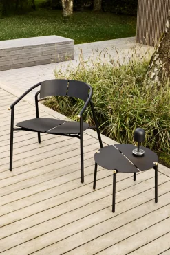 Chaise lounge de jardin avec accoudoirs en acier taupe Novo - AYTM