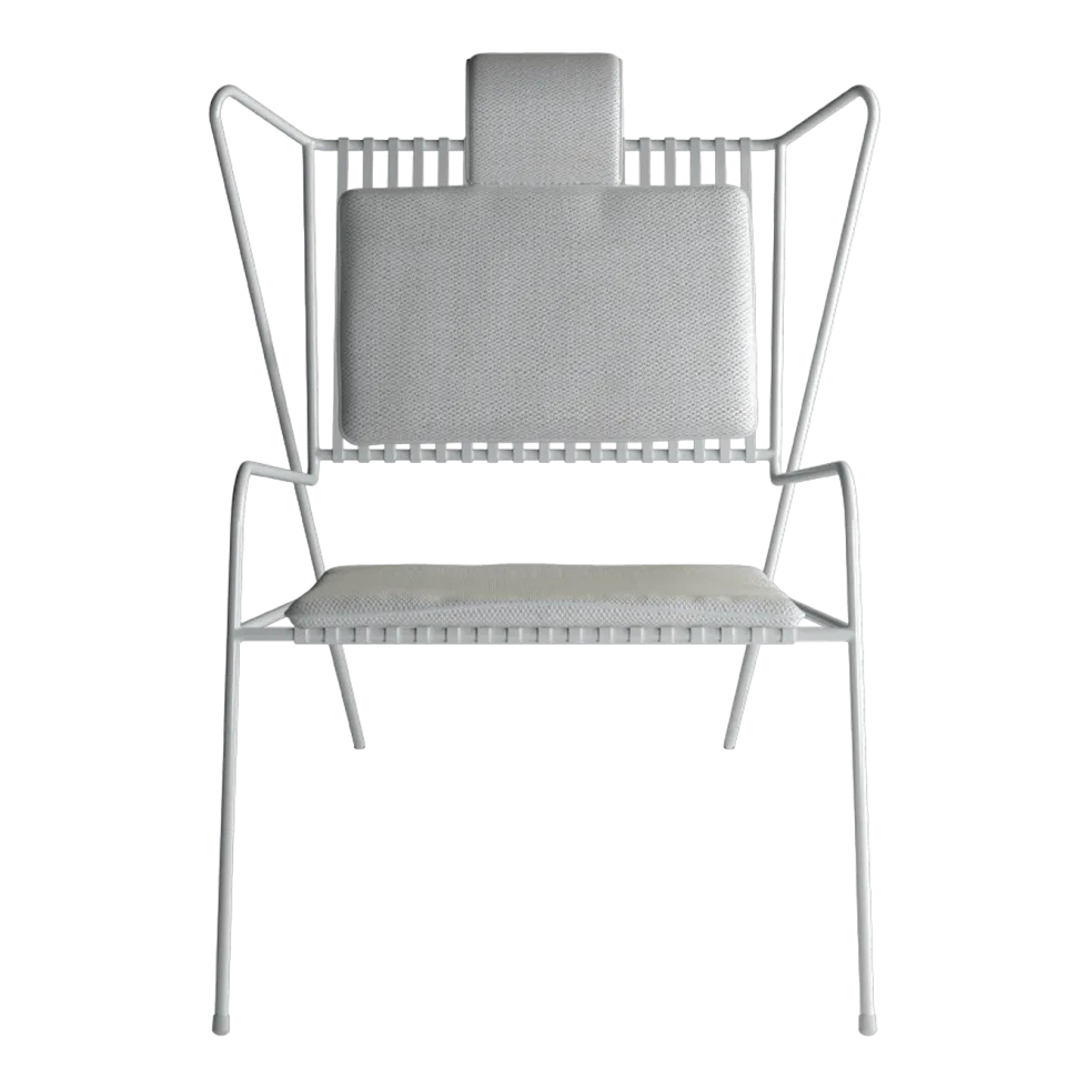 Chaise lounge en acier blanc et coussins beiges Capri Easy - Cools Collection