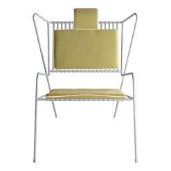 Chaise lounge en acier blanc et coussins jaunes Capri Easy - Cools Collection