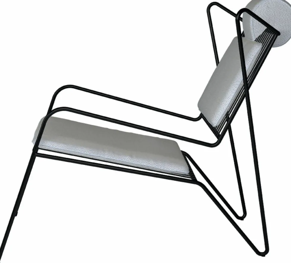 Chaise lounge en acier noir et coussins beige Capri Easy - Cools Collection