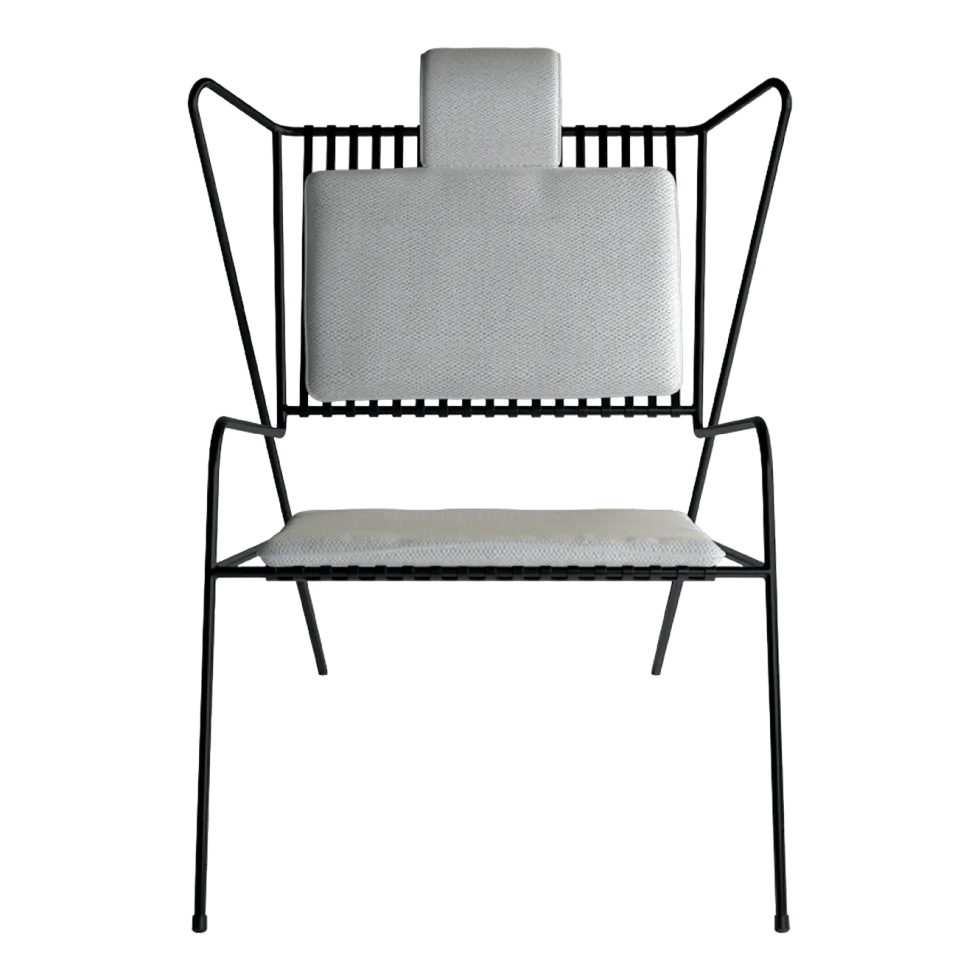 Chaise lounge en acier noir et coussins beige Capri Easy - Cools Collection