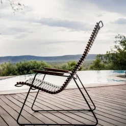 Chaise lounge en métal et plastique gris foncé CLICK - Houe