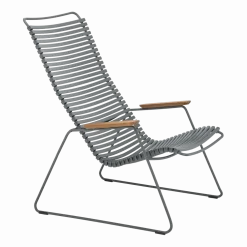 Chaise lounge en métal et plastique gris foncé CLICK - Houe