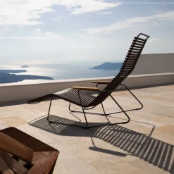 Chaise lounge modulable en métal et plastique noir CLICK - Houe
