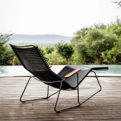 Chaise lounge modulable en métal et plastique vert olive CLICK - Houe
