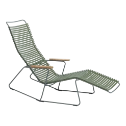 Chaise lounge modulable en métal et plastique vert olive CLICK - Houe