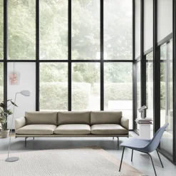 Chaise lounge verte piétement tubes Fiber - Muuto