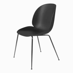 Chaise noire piétement en métal chromé noir Beetle - Gubi