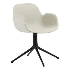 Chaise pivotante avec accoudoirs en aluminium noir et tissu camira blanc mlf20 Form - Normann Copenhagen