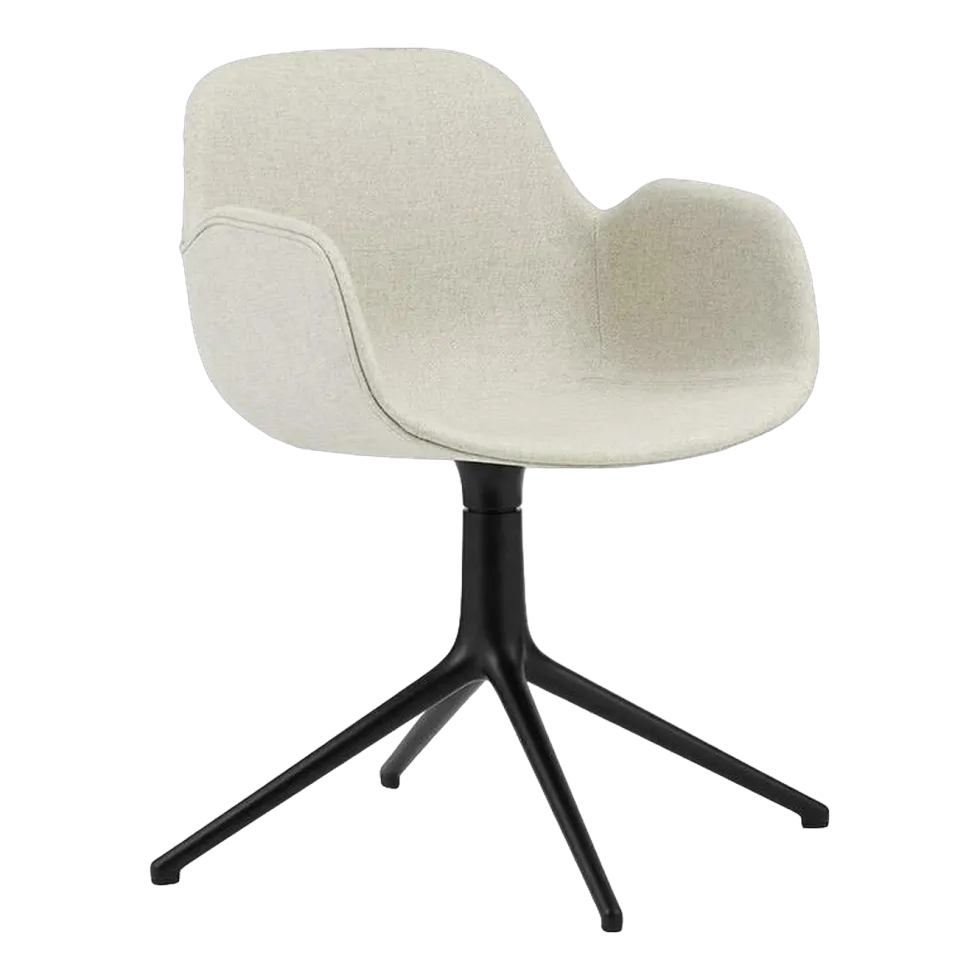 Chaise pivotante avec accoudoirs en aluminium noir et tissu camira blanc mlf20 Form - Normann Copenhagen