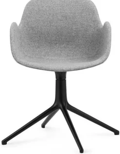 Chaise pivotante avec accoudoirs en aluminium noir et tissu synergy gris lds16 Form - Normann Copenhagen
