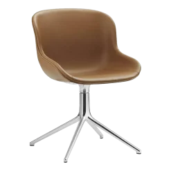 Chaise pivotante 4 pieds en aluminium et pp avec cuir noir Hyg - Normann Copenhagen