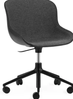 Chaise pivotante piétement noir à roulettes noire assise tissu Swivel - Norman Copenhagen
