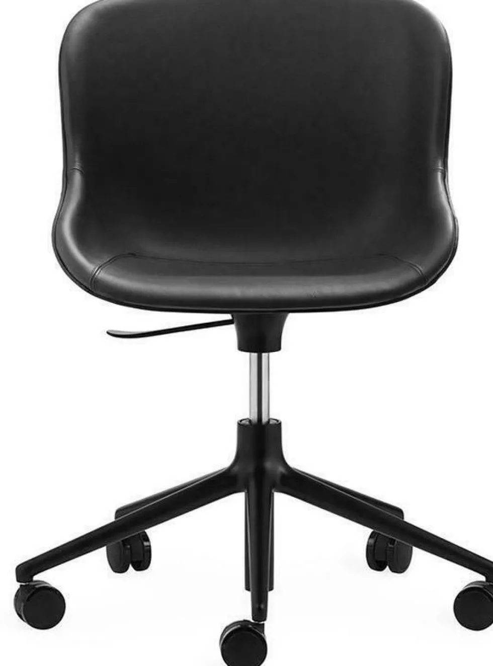 Chaise pivotante 5 roues en aluminium noir et cuir noir Hyg - Normann Copenhagen