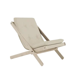 Chaise pliante en hêtre et matelas en coton beige 65x88x75cm Boogie raw - Karup Design