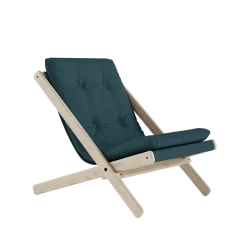 Chaise pliante en hêtre et matelas en coton bleu pétrole 65x88x75cm Boogie raw - Karup Design