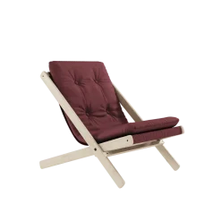 Chaise pliante en hêtre et matelas en coton bordeaux 65x88x75cm Boogie raw - Karup Design