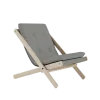 Chaise pliante en hêtre et matelas en coton gris 65x88x75cm Boogie raw - Karup Design
