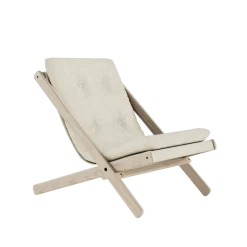 Chaise pliante en hêtre et matelas en coton lin 65x88x75cm Boogie raw - Karup Design