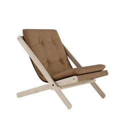 Chaise pliante en hêtre et matelas en coton mocca 65x88x75cm Boogie raw - Karup Design