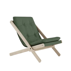 Chaise pliante en hêtre et matelas en coton vert olive 65x88x75cm Boogie raw - Karup Design
