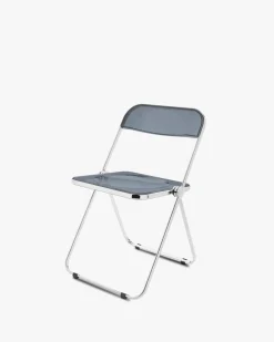 Chaise pliante noir fumé et acier chromé Plia - Anonima Castelli