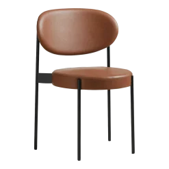Chaise rembourrée en cuir cognac avec cadre métallique noir 430 Chair - Verpan