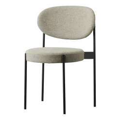 Chaise rembourrée en tissu beige avec cadre métallique noir 430 Chair - Verpan