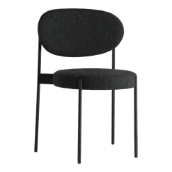 Chaise rembourrée en tissu gris foncé avec cadre métallique noir 430 Chair - Verpan