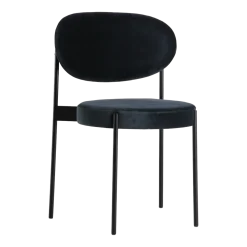 Chaise rembourrée en velours bleu avec cadre métallique noir 430 Chair - Verpan