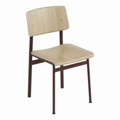 Chaise rouge et bois naturel sans accoudoir Loft - Muuto