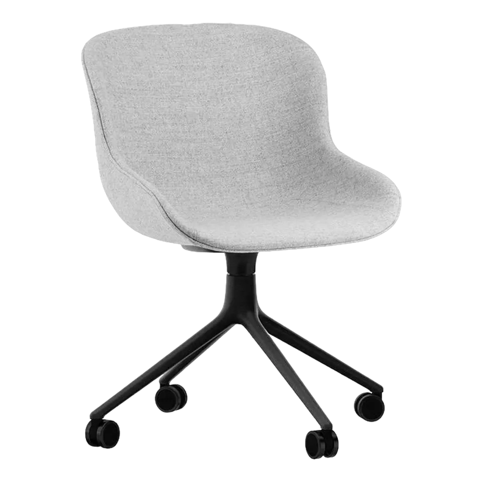 Chaise à roulettes pivotante 4W Full Uph. Alu noir Hyg - Normann Copenhagen