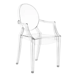 2 Chaises avec accoudoirs Cristal matériau responsable Louis Ghost - Kartell