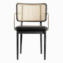 2 Chaises avec accoudoirs en chêne teinté noir et cuir noir Cannage - RED Edition