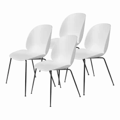 4 Chaises blanc Albâtre et piètement métal noir mat Beetle - Gubi