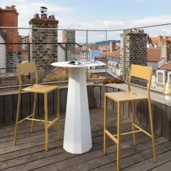 2 Chaises de bar en aluminium blanc Take - Matière Grise