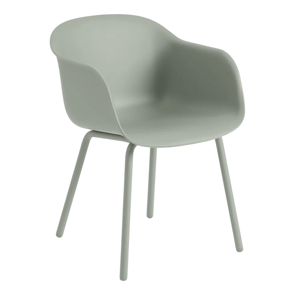 Chaises de jardin avec accoudoirs en plastique et acier dusty green 77cm Fiber - Muuto