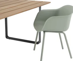 Chaises de jardin avec accoudoirs en plastique et acier dusty green 77cm Fiber - Muuto
