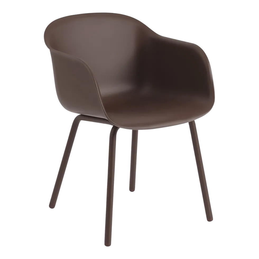 Chaises de jardin avec accoudoirs en plastique et acier marron rouge 77cm Fiber - Muuto