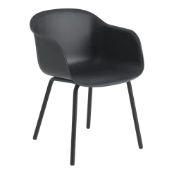 Chaises de jardin avec accoudoirs en plastique et acier noir anthracite 77cm Fiber - Muuto