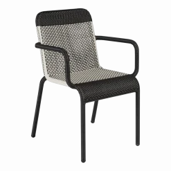 2 Chaises de jardin avec accoudoirs noire et blanche Tobago - KOK