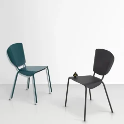 2 Chaises en acier blanc Batchair - Matière Grise