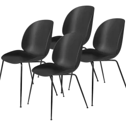 4 chaises en plastique beige et acier noir mat 55x56x87cm Beetle - Gubi