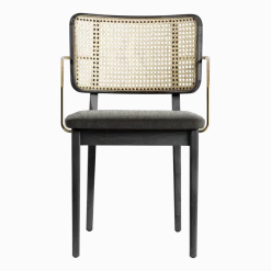 2 Chaises grises avec accoudoirs en chêne teinté noir Cannage - RED Edition